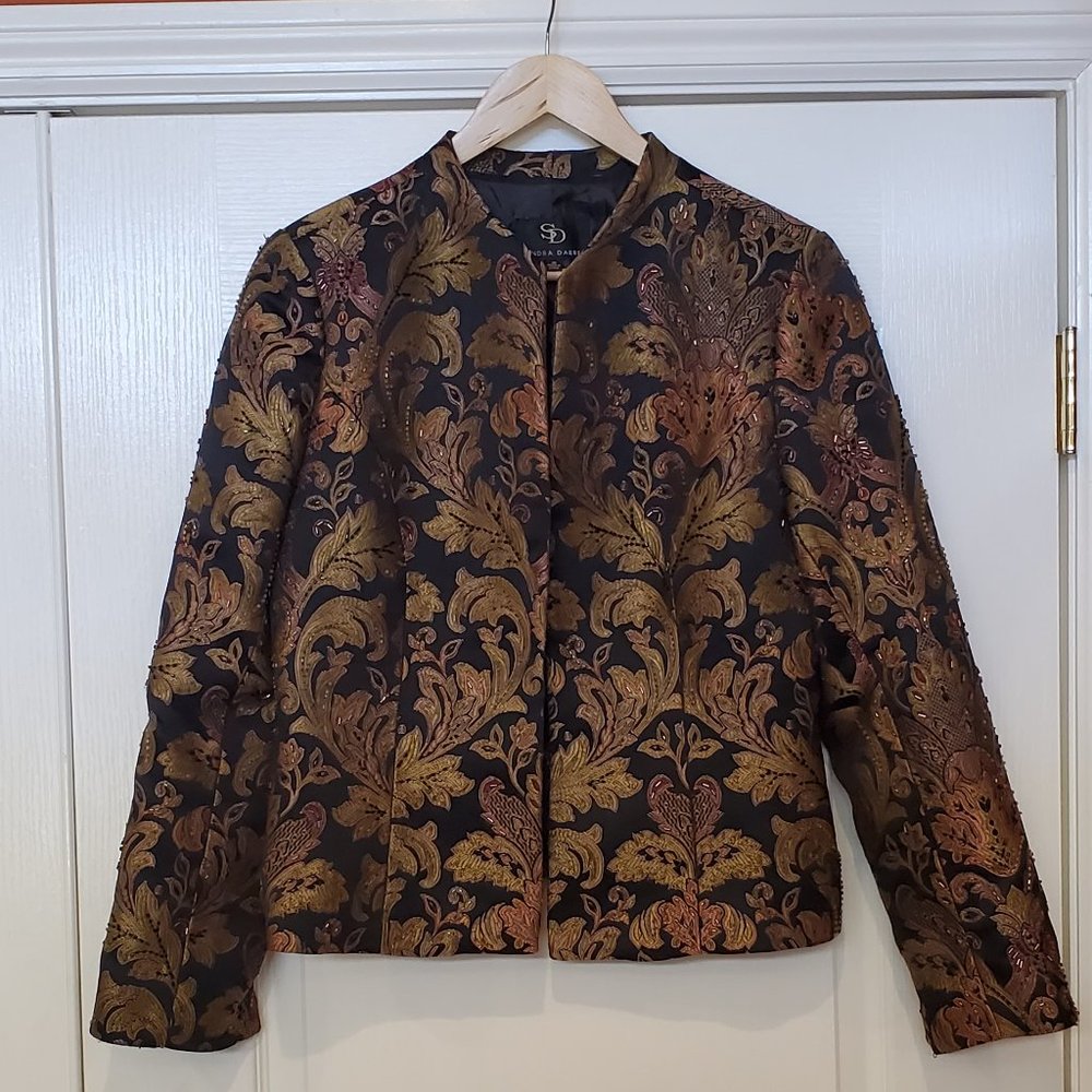 Sandra Darren Jacket, Size 10, Gold/Black